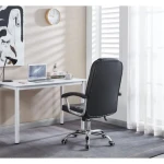 Pisarniški stol DEHLI je udoben in primeren za vsako pisarno. Narejen je iz umetnega usnja v kombinaciji kromiranega podnožja ter nasloni za roke. Višino