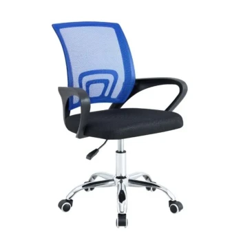 Pisarniški stol DISCO krom/moder je vrtljiv stol, ki je nastavljiv po višini. Zagotavlja popolnoma zanesljivo uporabo ter vzdržljivost. Čvrsta podlaga