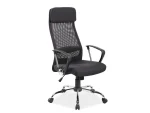 Udoben in kvaliteten pisarniški stol, dobavljiv v dveh barvah. Je vrtljiv in nastavljiv po višini. Ima kovinsko podnožje. Dimenzije: -Š:62 cm -V:118/128 cm