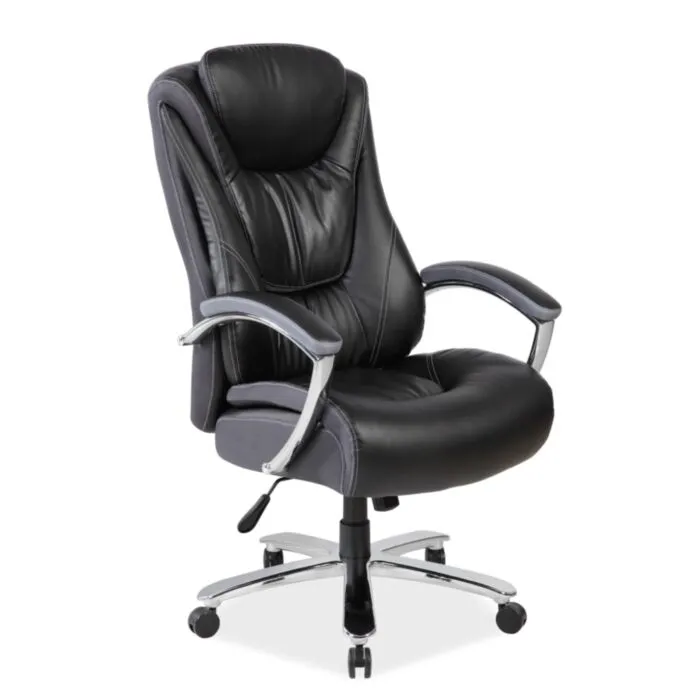 Pisarniški stol ULA je vrtljiv in nastavljiv po višini. Dobavljiv je v umetnem usnju / tkanini. Podnožje stola je kovinsko. Je udoben in zelo kvaliteten