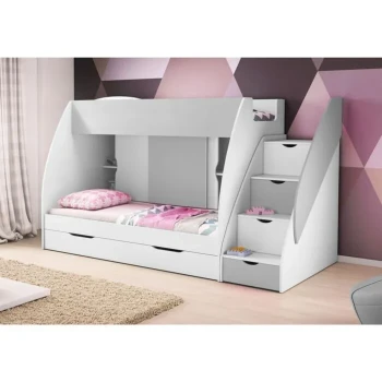 Pograd NEK je primeren za vse otroške ali mladinske sobe. Narejen je iz laminirane plošče debeline 16 mm. Korpus pograda je v beli barvi, fronta je v beli