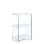 Poličnik LINA WOOD je dobavljiv v beli barvi. Stranice so iz kaljenega stekla (12mm), police pa so iz MDF plošč (videz lesa). Dimenzije: širina: 40cm