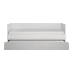 Postelja ALBA je elegantna postelja, izdelana iz MDF-ja z vzdržljivimi ABS robovi, ponuja praktičnost in sodoben dizajn. V beli barvi s kombinacijo sive se