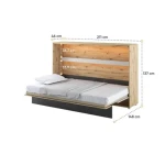 Postelja v omari BALONČEK je praktična in modna vodoravna postelja za v otroško ali mladinsko sobo. Primerna je za vzmetnico širine 120 cm in se lahko