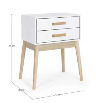 Predalnik 2C ORDINARY bela jje elganten kos pohištva, ki popestri vaš prostor. Noge so izdelane iz kakovostnega borovega lesa, kar zagotavlja stabilnost in