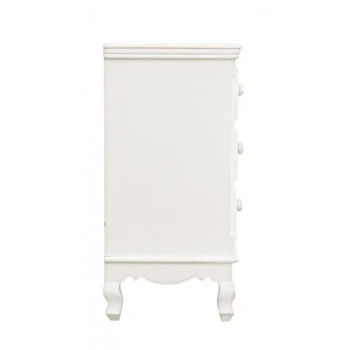 Predalnik 3C CLORINE v rustičnem slogu vas bo navdušil. Predalnik ima 3 predale. Dobavljiv je v beli barvi z dodanim motivom cvetic. Material: - MDF Barva: -