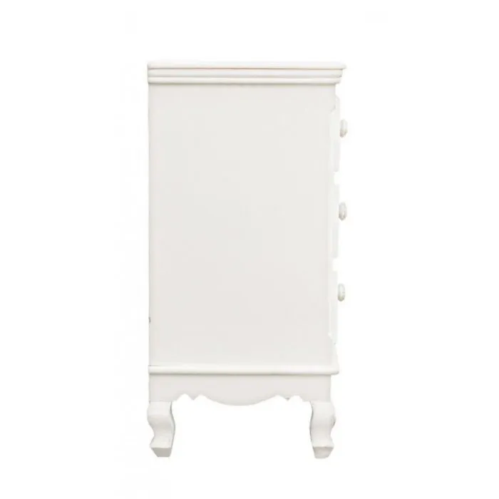 Predalnik 3C CLORINE v rustičnem slogu vas bo navdušil. Predalnik ima 3 predale. Dobavljiv je v beli barvi z dodanim motivom cvetic. Material: - MDF Barva: -