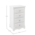 Predalnik BLANC 4C L je narejen iz MDF-ja, ima zaključek bele mat barve. Ročaji so iz polismole. S svojo obliko doda prostoru poseben čar elegance.