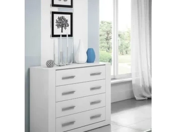 Predalnik DIOR ima 4 predale v univerzalnem slogu.  Material: - Laminirana plošča - ABS robovi Dimenzije: - Š: 100 cm x V: 90 cm x G: 42 cm Barve: - Bela