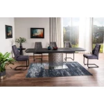 Raztegljiva jedilna miza ASH, je eleganten kos pohištva. Mizna plošča je narejena iz kaljenega stekla in italijanske keramike v črni mat barvi. Podnožje