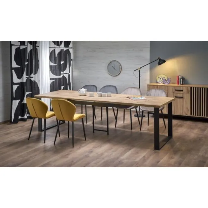 Raztegljiva jedilna miza DIKA Raztegljiva jedilna miza DIKA, bo prinesla svežino in eleganco v vaš prostor. Narejena je iz kakovostne laminirane plošče. Noge so narejene iz kovine. Miza
