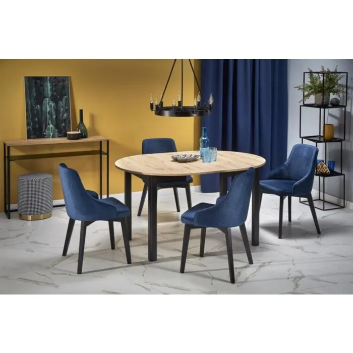 Raztegljiva jedilna miza GORAN je narejena iz kakovostnih materialov. Je sodobna, elegantna in stabilna. Dimenzije: - D: 102/142 x G: 102 x V: 76 cm Material: