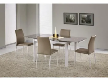Raztegljiva jedilna miza LAST je elegantna, sodobna in kvalitetna miza. Lepo se poda v vsakršno jedilnico. Dimenzije: - D: 120/180 x G: 80 x V: 75 cm