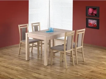 Raztegljiva jedilna miza MAURO sonoma je narejena iz kakovostnih materialov. Je sodobna, elegantna in stabilna. Dimenzije: - D: 118/158 x G: 75 x V: 76 cm