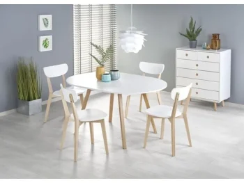 Raztegljiva miza RUBIN bela je kakovostna masivna jedilna miza, ki se lahko podaljša za 40 cm. Dimenzije: - D: 102/142 x G: 102 x V: 73 cm Material: - MDF