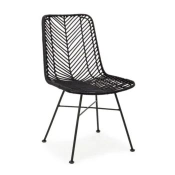 Stol LORENA črna je moderno dizajniran. Konstrukcija je narejena iz trpežnega jekla. Pletivo je iz ratana kar omogoča enostavno vzdrževanje. Ni