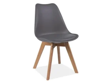 Moderen stol RISS se poda v vsak ambient. Oblazinjen je s temno sivim umetnim usnjem, ki je enostavno za vzdrževanje. Trpežne noge iz hrastovega lesa stolu