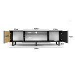 Tv omarica AZUR je narejena iz kvalitetne laminirane plošče. Vrata se odpirajo s sistemom "push to open". Ima metalne noge v črni barvi višine 14 cm.