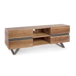 TV regal 2A ARON ima okvir iz lesa in jeklene noge, vrata imajo kovinski vložek. Dimenzije: širina: 160cm globina: 44cm višina: 65cm