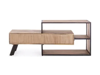 TV regal 2C MANCHESTER ima okvir iz lesa in jekla, noge so nastavljive. Dimenzije: širina: 145cm globina: 40cm višina: 60cm