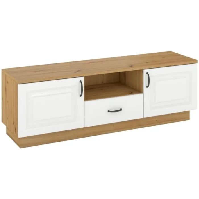 TV regal FAJA TV regal FAJA je praktičen in kakovosten kos pohištva. Njegova zasnova vključuje dve omarici, predal in poličko, kar omogoča priročno shranjevanje ter