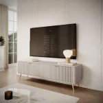 TV regal LILJA - 163, je eleganten kos pohištva, ki popestri vaš prostor s svojim luksuznim dizajnom. Narejen je iz kakovostnih materialov v barvi beige.