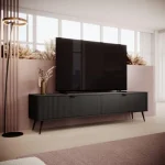 TV regal LILJA 200 - črna, je eleganten kos pohištva, ki popestri vaš prostor s svojim luksuznim dizajnom. Narejen je iz kakovostnih materialov v črni