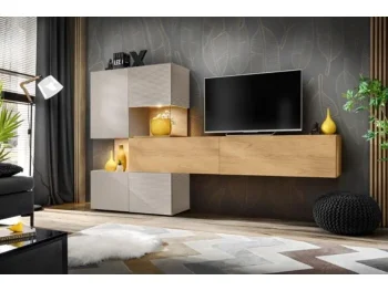 TV regal MINIKA je izdelan iz iverne plošče debeline 16 mm in MDF-ja, ponuja idealno kombinacijo funkcionalnosti in estetike. Z elegantnimi robovi iz ABS