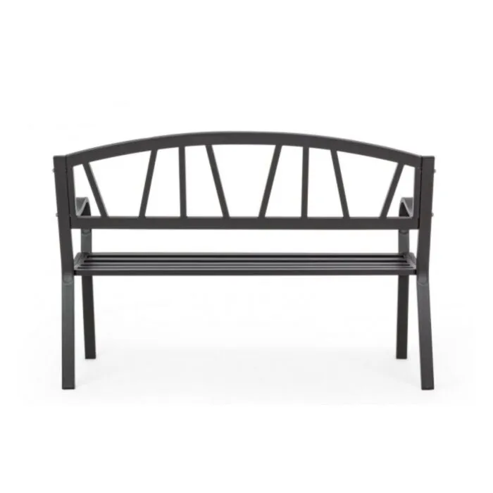 Vrtna klop JANELLE antracit je narejena iz jekla z mat zaključkom. Material: - Jeklo Barva: - Antracit Dimenzije: širina: 123cm globina: 57cm višina: 87cm