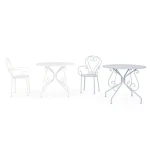 Vrtna mizica ETIENNE D90 bela je narejena iz jekla z mat zaključkom. Material: - Jeklo Barva: - Bela Dimenzije: širina: Ø90cm višina: 72hcm višina: 72cm