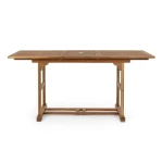 Vrtna raztegljiva miza NOEMI 120-160X70 je narejena iz lesa z oljnim premazom. Okovje je iz jekla in vmes ima drsno palico kjer lahko mizo raztegnete.