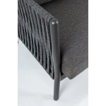 Vrtni fotelj FLORENCIA WG21 antracit ima aluminjast okvir, ki je prašno barvan (poliester). Tkanje Okrog je iz tetoran vrvi (100% poliester). Hrbtne ter