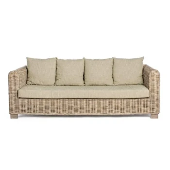 Vrtni trosed FORTALEZA je narejen iz ratana in lesenega okvirja. Blazine imajo snemljivo prevleko (55% bombaž, 45% poliester), kar omogoča lažje