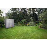 KOVINSKA VRTNA HIŠKA GLOBEL SKILLION 84 SREBRNA Š242 X G124 X V199 – predstavitvena slika