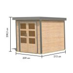 LESENA VRTNA HIŠKA KARIBU JUPITER 2 NARAVNA 213X217X211 A-SIVA – predstavitvena slika