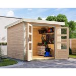 LESENA VRTNA HIŠKA KARIBU JUPITER 3.5 A NARAVNA 242X242X211 – predstavitvena slika