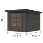LESENA VRTNA HIŠKA KARIBU JUPITER 3.5 B TERRA SIVA 242X242X211 – predstavitvena slika