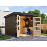 LESENA VRTNA HIŠKA KARIBU JUPITER 3.5 B TERRA SIVA 242X242X211 – predstavitvena slika