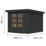 LESENA VRTNA HIŠKA KARIBU JUPITER 3.5 C 242X242X211 ANTRACIT – predstavitvena slika