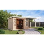 LESENA VRTNA HIŠKA KARIBU JUPITER 3.5 NARAVNA 242X242X211 A-BELA – predstavitvena slika