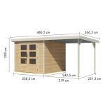 LESENA VRTNA HIŠKA KARIBU JUPITER 3.5 NARAVNA 242X242X211 A-BELA – predstavitvena slika