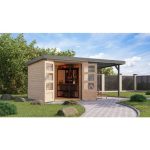 LESENA VRTNA HIŠKA KARIBU JUPITER 3.5 NARAVNA 242X242X211 A-SIVA – predstavitvena slika