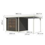 LESENA VRTNA HIŠKA KARIBU JUPITER 3.5 TERRA SIVA 242X242X211 B-BELA – predstavitvena slika
