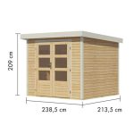 LESENA VRTNA HIŠKA KARIBU JUPITER 3 A NARAVNA 242X217X211 – predstavitvena slika