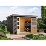 LESENA VRTNA HIŠKA KARIBU JUPITER 4 B 302X217X211 SIVA – predstavitvena slika
