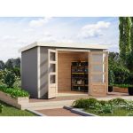 LESENA VRTNA HIŠKA KARIBU JUPITER 4 D 302X217X211 BELA – predstavitvena slika
