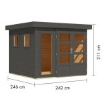 LESENA VRTNA HIŠKA KARIBU LAHAR 3.5 TERRA SIVA 242X242X211 – predstavitvena slika