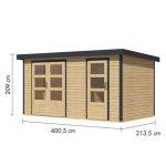 LESENA VRTNA HIŠKA KARIBU MERKUR A NARAVNI 404X217X211 – predstavitvena slika