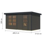 LESENA VRTNA HIŠKA KARIBU MERKUR B TERRA SIVA 404X217X211 – predstavitvena slika