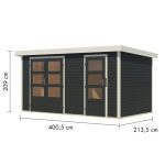 LESENA VRTNA HIŠKA KARIBU MERKUR C ANTRACIT 404X217X211 – predstavitvena slika